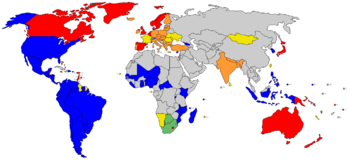 The above image include only those states designated "electoral democracies" in  Freedom House's survey Freedom in the World 2006.  Note that not all nations which are officially democracies (as indicated by the middle image) are considered to be democratic in practice (as indicated by the last image).