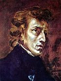 Fryderyk Franciszek Chopin, by his friend Eugène Delacroix (1838). Originally this and the George Sand portrait below were parts of a double portrait showing both.