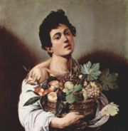 Boy with a Basket of Fruit, c. 1593. Oil on canvas, 67 x 53 cm. Galleria Borghese, Rome.