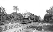 Boston and Maine Railroad 2-6-0 1366 on train 136 at Wyoming (Melrose, MA). September 18, 1947.