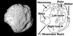 Comet Wild 2 exhibits jets on lit side and dark side, stark relief, and is dry.