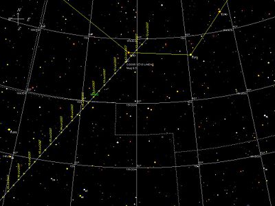 Example of a comet's path plotted by sky software (Sky Map Pro)