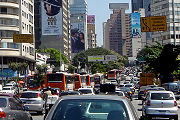 Congestion on a boulevard in S�o Paulo.