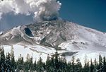 USGS photo showing a pre-avalanche eruption on April 10.