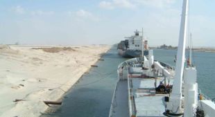 Ships moored at El Ballah during transit