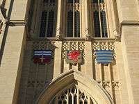 The armorials on the Wills Memorial Building and some of the grotesques, the later designed by Jean Hahn which portray some of the then University staff.