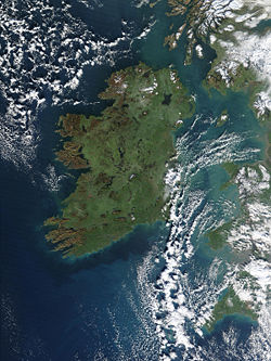 True-colour satellite image of Ireland, known in Irish as �ire.