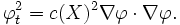  \varphi_t^2 = c(X)^2 \nabla \varphi \cdot \nabla \varphi. \,