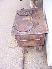 A minecart toilet, used in Bisbee, Arizona.