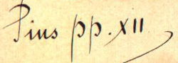 Pius XII's signature