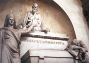 The memorial tomb for Dante Alighieri at Basilica di Santa Croce in Florence.