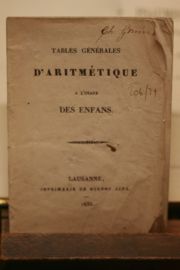 Arithmetic tables for children, Lausanne, 1835