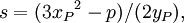 s = {(3{x_P}^2 - p)}/{(2y_P)},\,