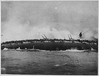 The German Cruiser SMS Bl�cher sinks in the Battle of Dogger Bank on 25 January 1915.