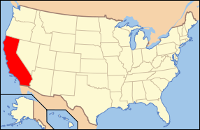 Map of the United States with California highlighted