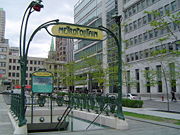 Metropolitan entrance to Square-Victoria station by Hector Guimard.