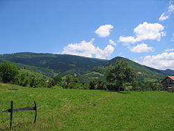 View of Kik Mountain (right), 1,000 m (3,280 ft); and Rance (Suvi Vrh) Mountain (left), 1,432 m (4,698 ft).