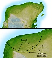 Radar topography reveals the 180 kilometers (112 mi) wide ring of the crater.