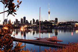 Auckland - Skyline from Westhaven Marina.