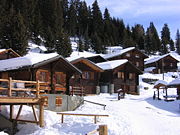 Wood houses in the Swiss Alps.