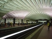  Metro Center is the transfer station for the Red, Orange, and Blue Metrorail lines.