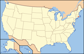 Map of the United States with Rhode Island highlighted