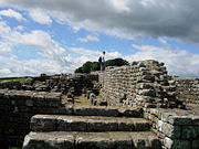 The remains of a fort near Housesteads, England, on Hadrian's Wall.