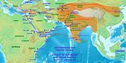 Extent of Buddhism and trade routes in the 1st century CE.