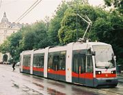 The ULF tram stock, designed by Porsche and built by Siemens boasts an entry height of 180�mm (7�in), the lowest in the world. Some 150 were in use by the municipal Wiener Linien by 2003, along with around 400 older high-floor models (substitution proceeding)