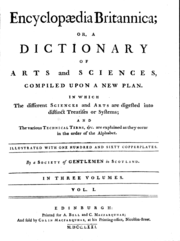 Title page of the first edition of the Encyclop�dia Britannica