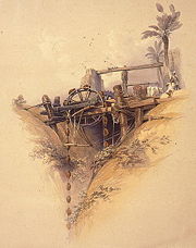 Animal-powered irrigation, Upper Egypt, ca. 1840