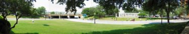 Dealey Plaza, with Elm Street on the right and the underpass in the middle