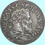 Money of Charles V. Inscription: IMP CAES CAROLVS V AVG