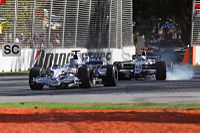 Nick Heidfeld and Nico Rosberg on the street circuit of Albert Park in the 2008 Australian Grand Prix