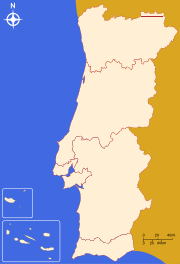 Map of Mainland Portugal and the two autonomous regions of Portugal (not in their actual locations).