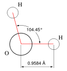 The dimensions and geometric structure of a water molecule