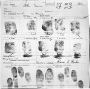 Fingerprint card of Rosa Parks.