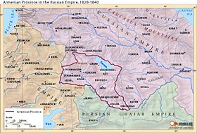 Map of Imperial Russia's Armenian Oblast.