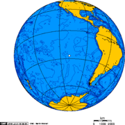 Orthographic projection centered on Easter Island.