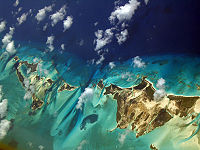 Parts of the Bahamas as seen from an aircraft