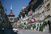 The Zytglogge clock tower in the Kramgasse, Berne.