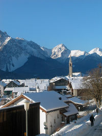 A winter view of Sent in the canton of Graub�nden.