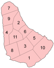 Map of the parishes of Barbados