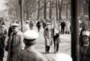 Students on Helsinki's Esplanadi wearing their caps on Vappu.