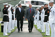 President George W. Bush (right) with British prime minister Gordon Brown