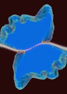 Computer simulation of the formation of a planetary nebula from a star with a warped disk, showing the complexity which can result from a small initial asymmetry.