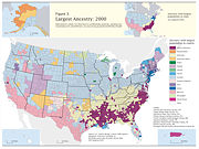 Largest ancestry groups by county, 2000