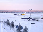 Snow in the city of Rovaniemi, Finland