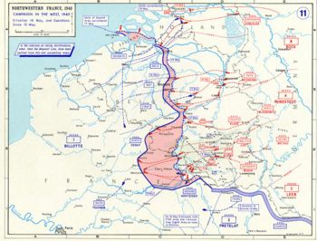 The German advance until noon, 16 May 1940