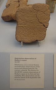 A Babylonian tablet recording the appearance of Halley's comet in 164�BC.